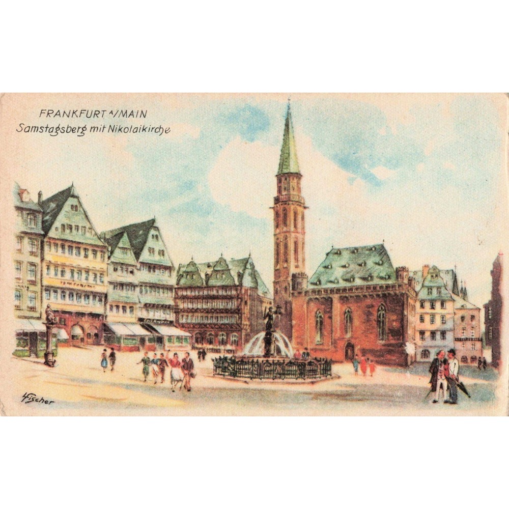 Frankfurt am Main Germany Postcard Samstagsberg mit Nikolaikirche Church Fischer